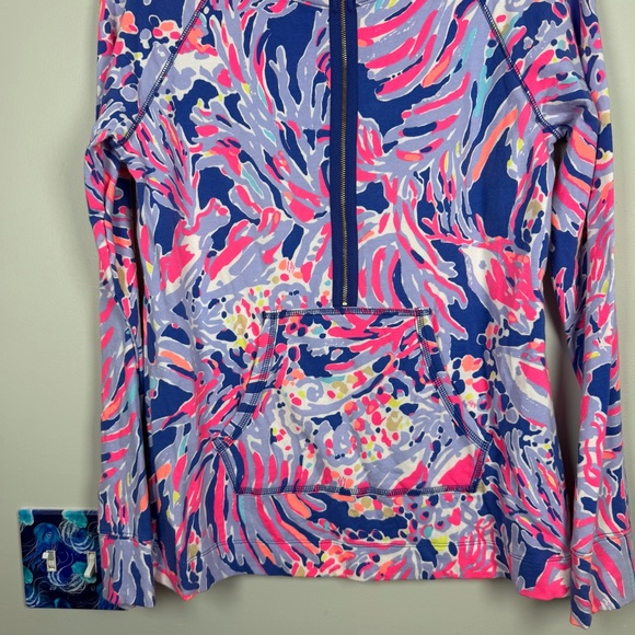 Lilly Pulitzer Skipper Popover Shrimply Chic Sweatshirt Pullover Preppy Medium - Picture 9 of 12
